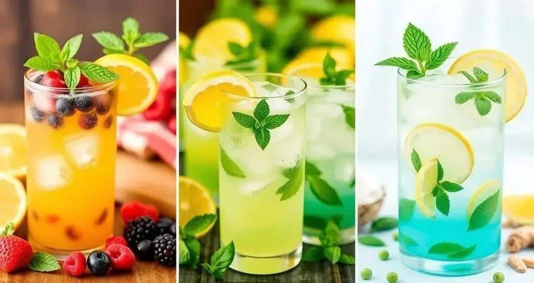 Variationen der tropischen Limonade mit Minze