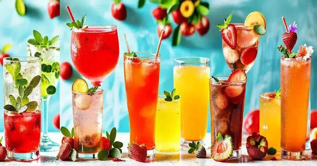 Variationen des Erdbeerdrinks mit Kondensmilch