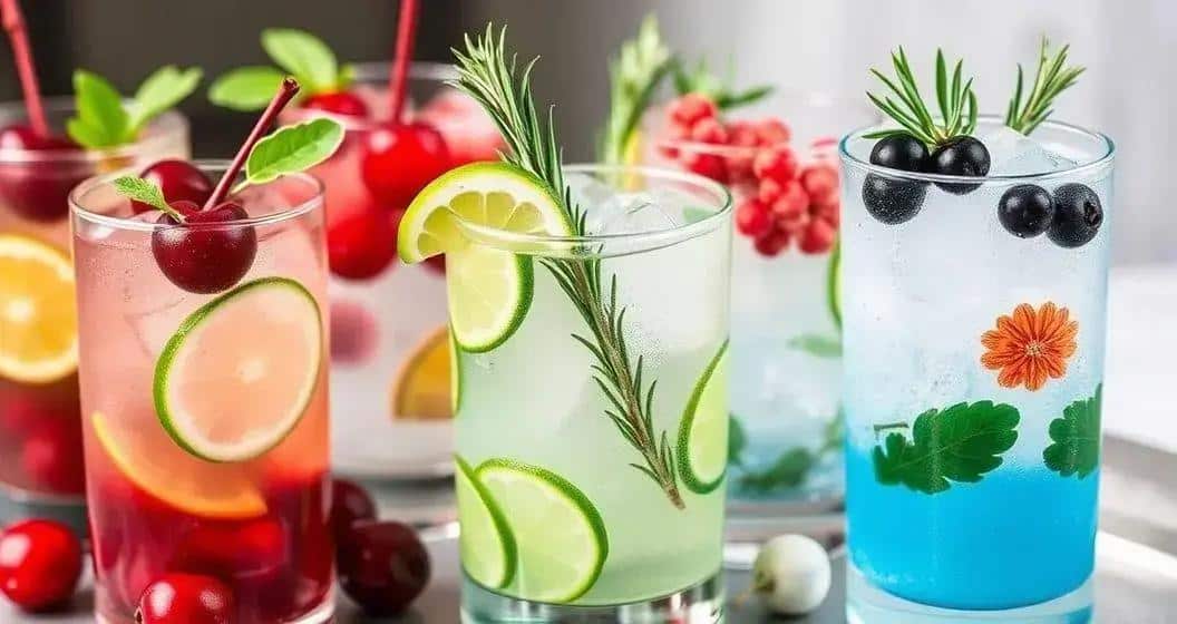 Variationen des Gin Tonic mit Kirsche Variationen des Gin Tonic mit Kirsche