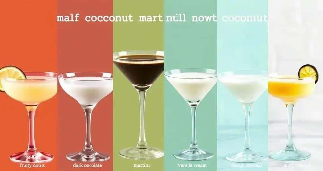 Variationen des Martini mit Kokoslikör
