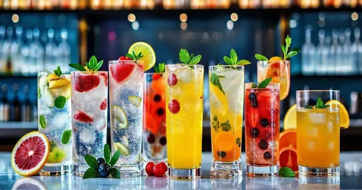Variationen des Wodka mit grünem Tee und Minze