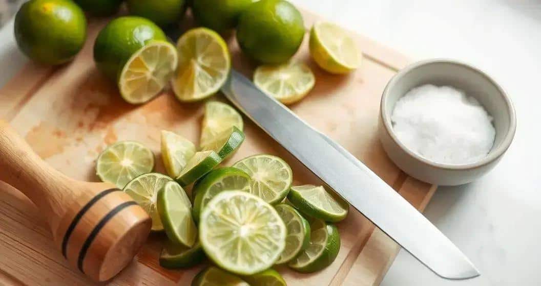 Vorbereitung der Limetten für die Caipirinha