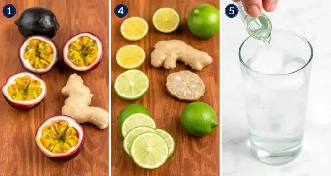 Vorbereitung der Passionsfrucht-Caipirinha mit Ingwer