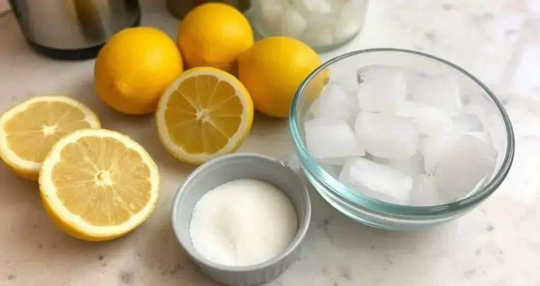 Vorbereitung der Zutaten für die Zitronen Caipirinha Vorbereitung der Zutaten für die Zitronen Caipirinha