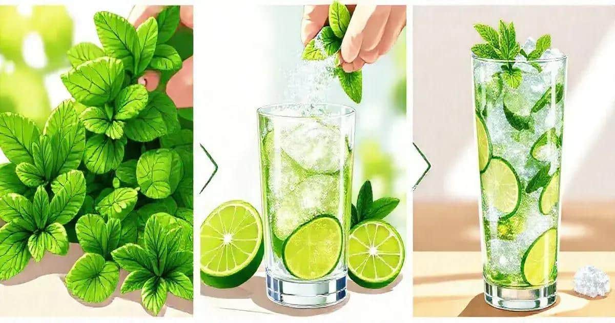 Vorbereitung des Mojito mit grünem Apfelsoda und Ingwer