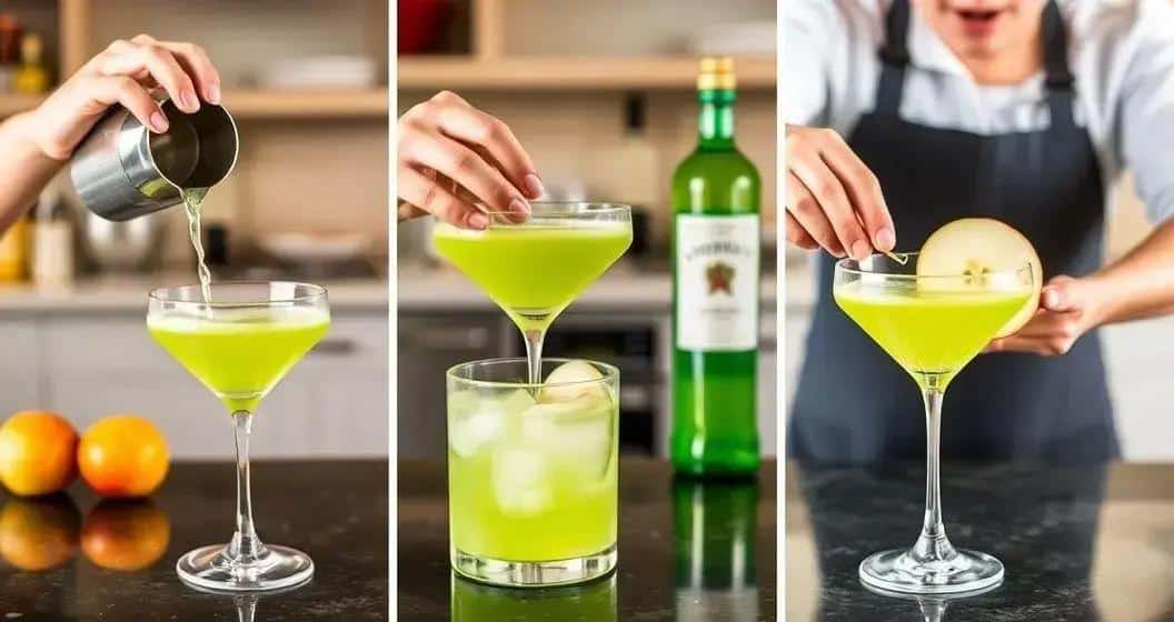 Vorbereitungsmethode für einen Grünen Apfel Martini Vorbereitungsmethode für einen Grünen Apfel Martini