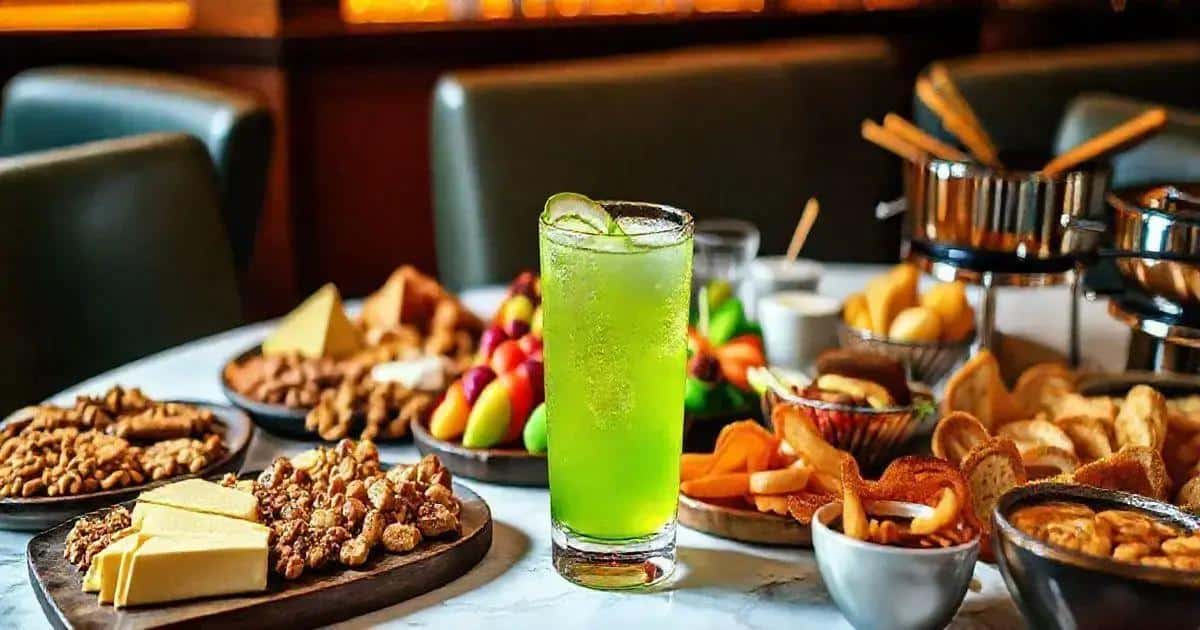 Whisky mit grünem Apfelsoda und passende Snacks