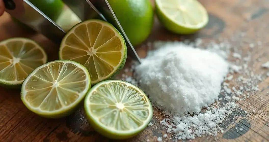Zubereitung der Limetten und des Zuckers