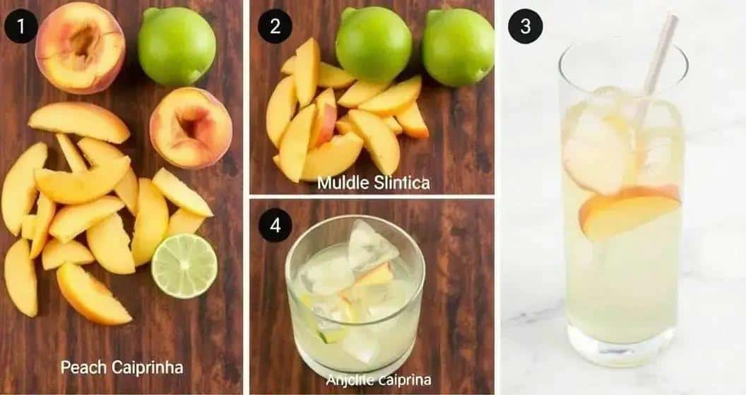 Zubereitung der Pfirsich-Caipirinha