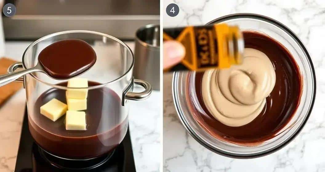 Zubereitung der Schokolade mit Whisky Zubereitung der Schokolade mit Whisky