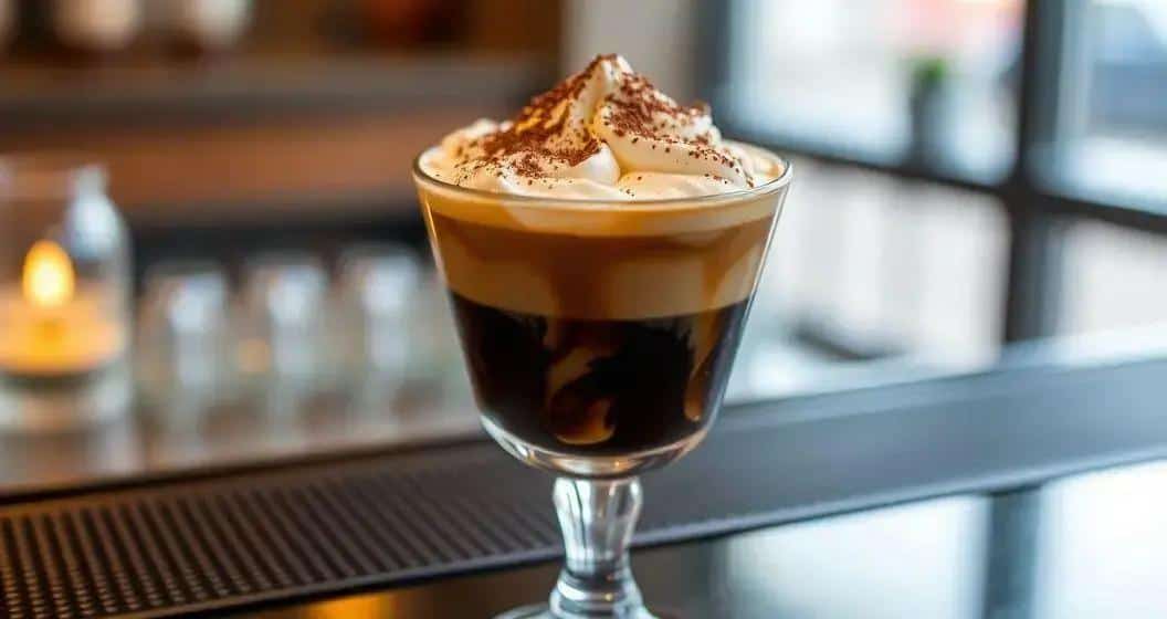 Zubereitung des gereiften Rums mit Kaffeeschaum