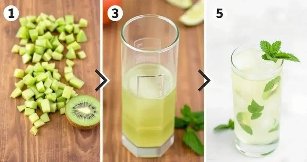 Zubereitung des Granatapfel-Kiwi-Drinks