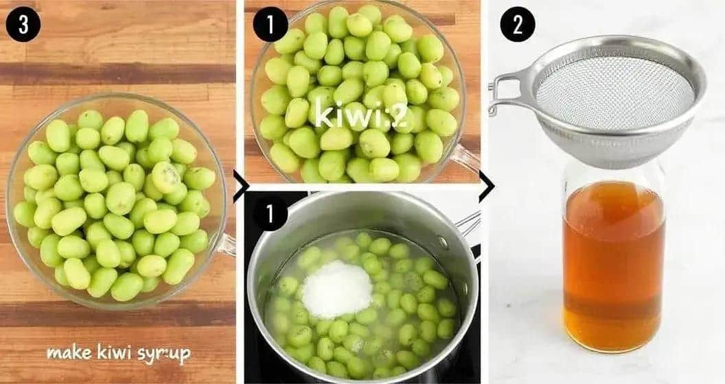 Zubereitung des Kiwi-Sirups für den Drink