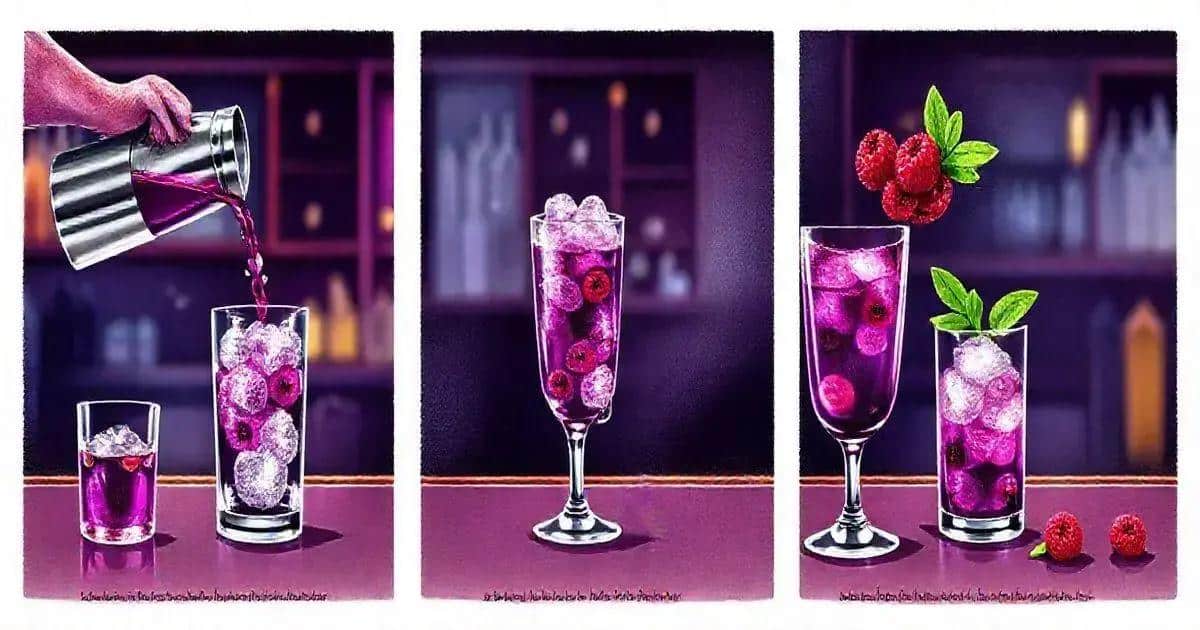 Zubereitung des Midnight Kiss Drinks