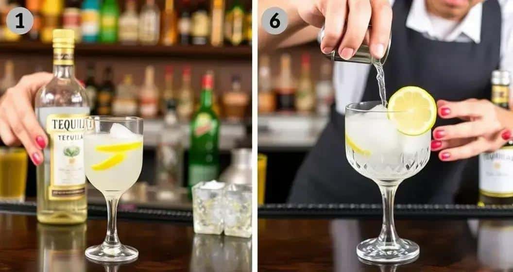 Zubereitung von Tequila mit Zitronensaft