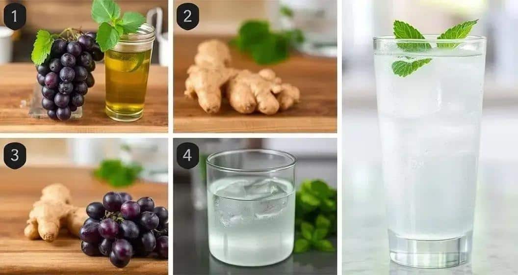 Zubereitung von Traubensoda mit Ingwerzeste