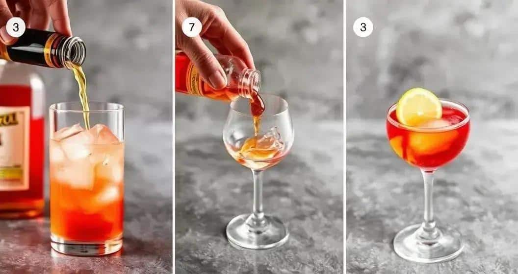 Zubereitungsmethode für Aperol mit Cassislikör und sizilianischer Zitrone Zubereitungsmethode für Aperol mit Cassislikör und sizilianischer Zitrone