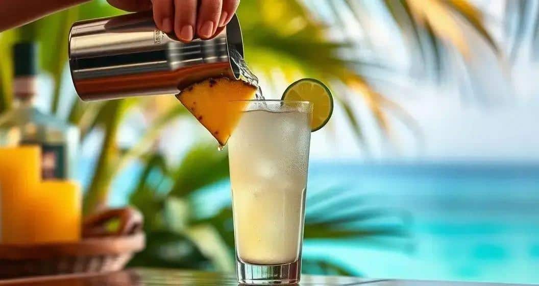 Zubereitungsmethode für tropische Tequila mit Ananas und Kokos