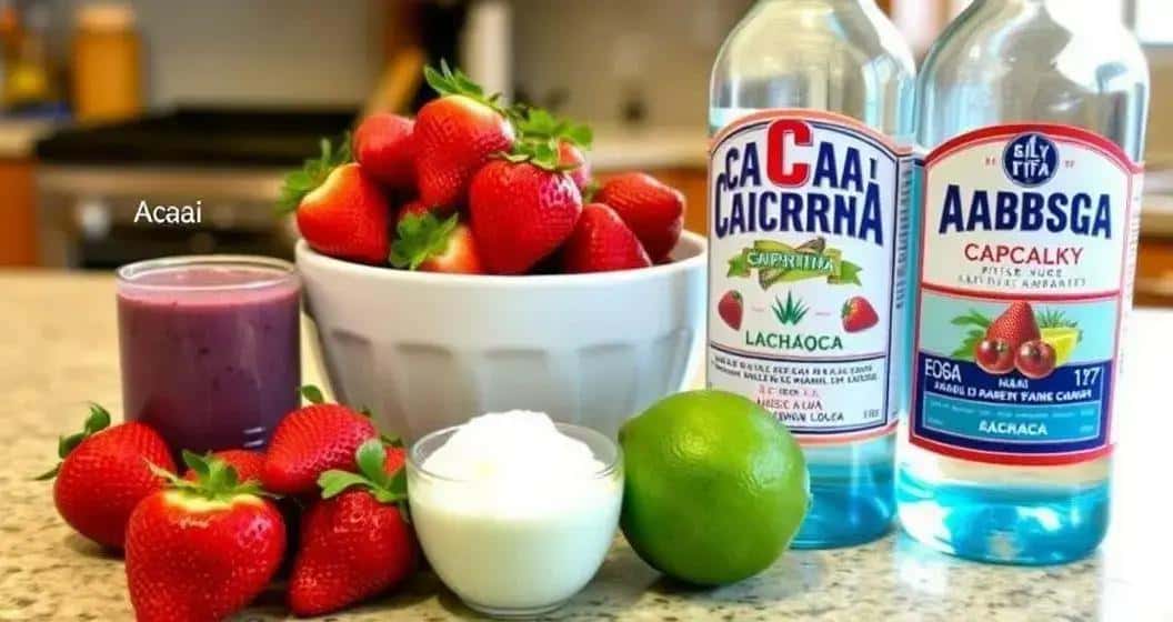 Zutaten für Açaí Erdbeer Caipirinha