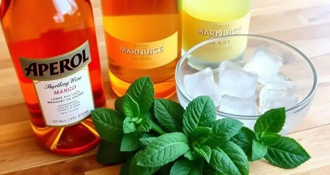 Zutaten für Aperol mit Sekt und Mangosaft