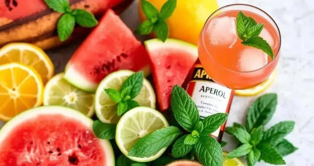 Zutaten für Aperol mit Wassermelonensaft und Zitronenzeste