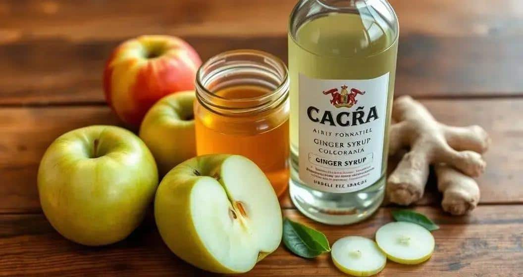 Zutaten für Cachaça mit Ingwersirup und Apfel