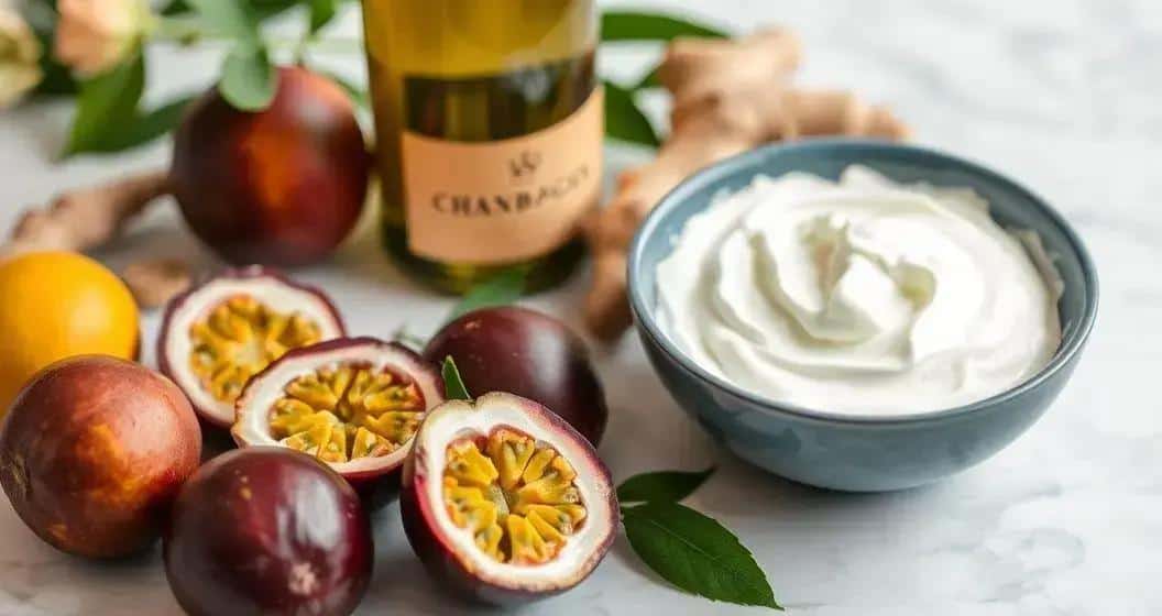Zutaten für Champagner mit Passionsfruchtschaum und Ingwer