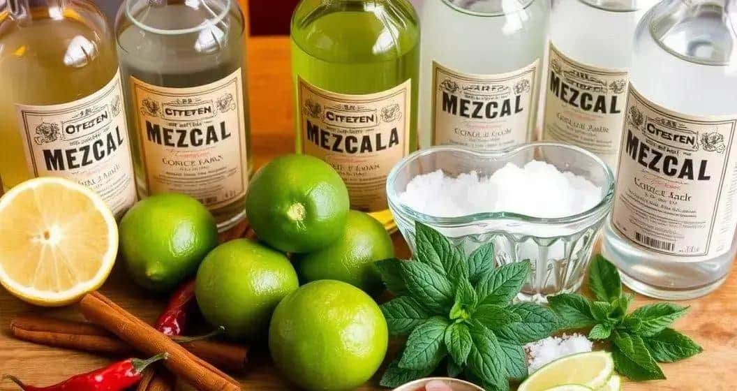 Zutaten für das Mezcal Getränk