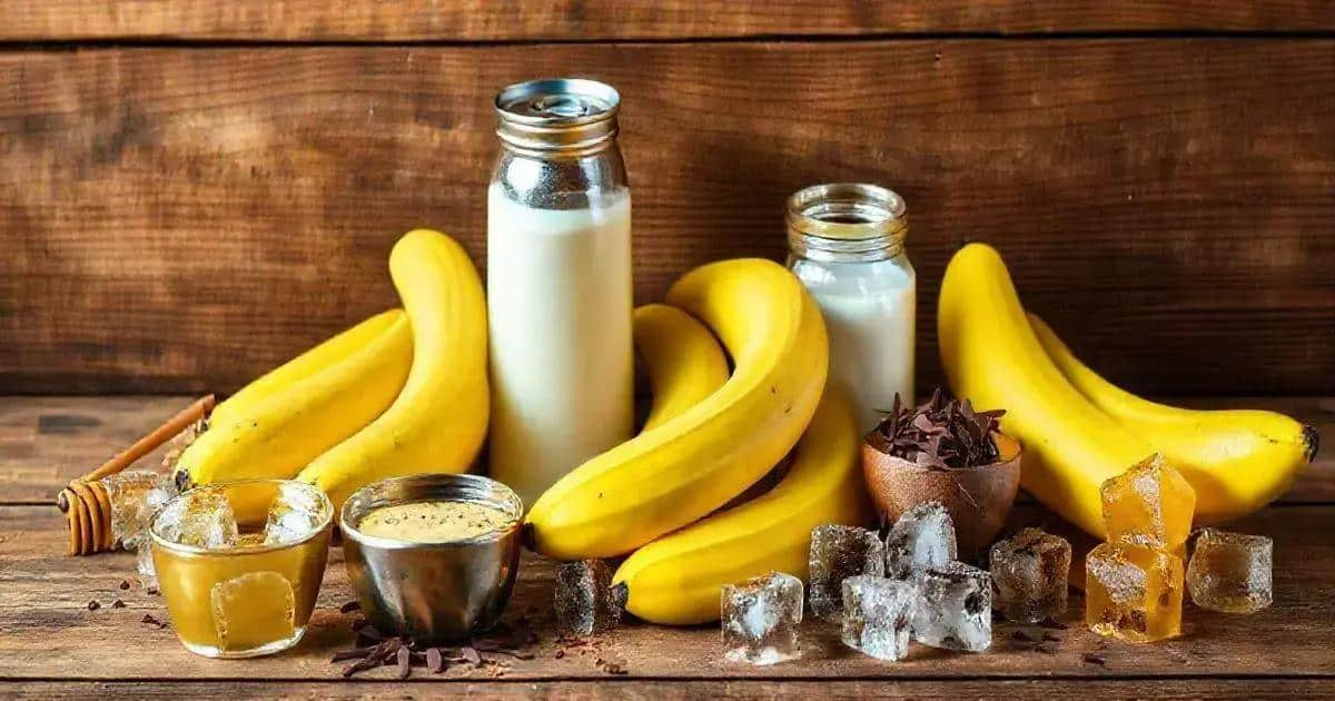 Zutaten für den Bananendrink mit Kondensmilch