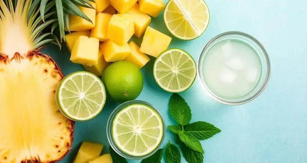 Zutaten für den Energydrink mit Kokoslikör und Ananas