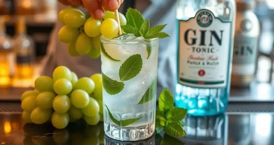 Zutaten für den Gin Tonic mit grünen Trauben