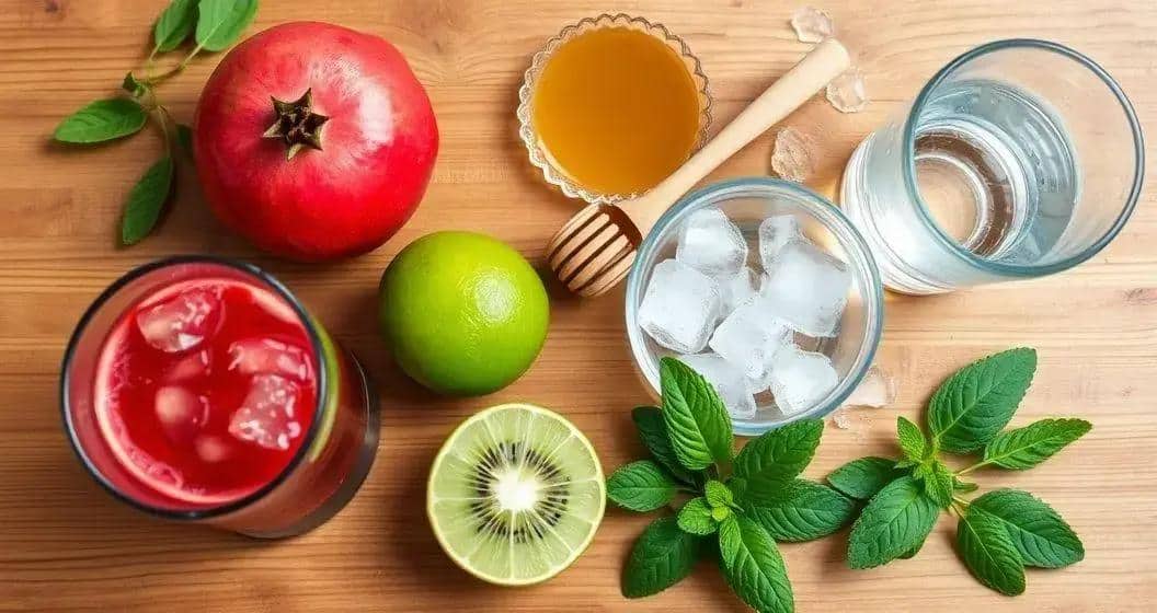 Zutaten für den Granatapfel-Kiwi-Drink