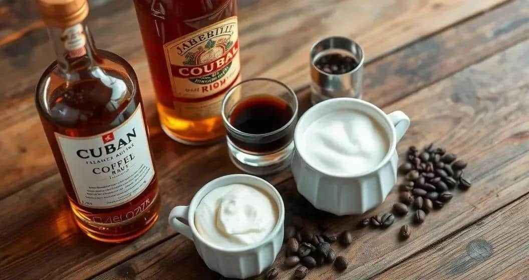 Zutaten für den kubanischen Cocktail mit Kaffee und Sahne