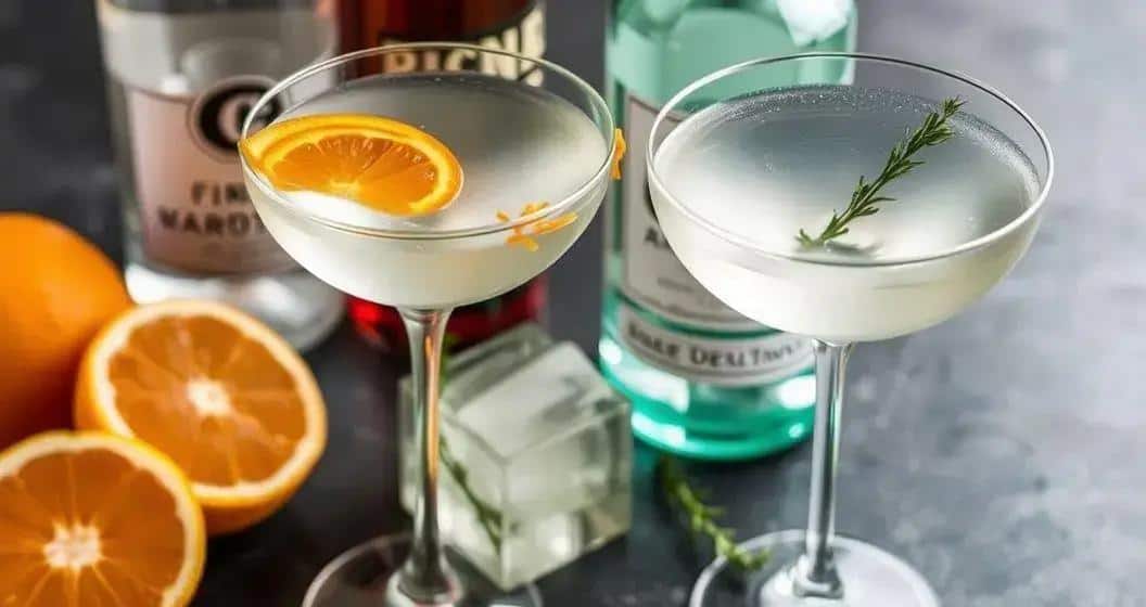 Zutaten für den Martini mit Orangenzeste und Thymian
