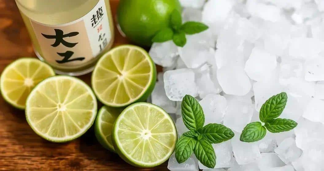 Zutaten für den Sake-Caipiroska