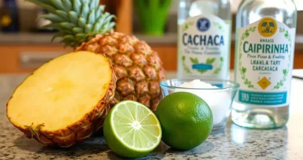 Zutaten für die Ananas Caipirinha