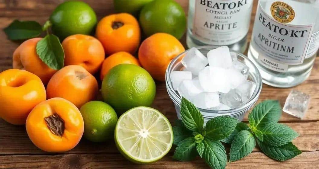 Zutaten für die Aprikosen Caipirinha