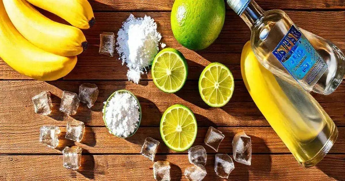 Zutaten für die Bananen-Caipiroska Zutaten für die Bananen-Caipiroska