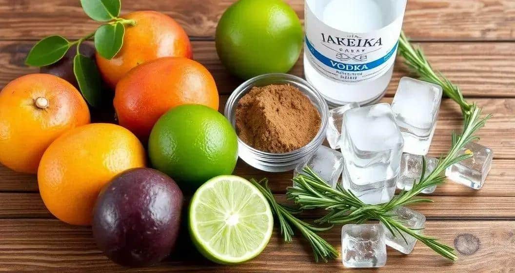 Zutaten für die Passionsfrucht Caipiroska mit Rosmarin