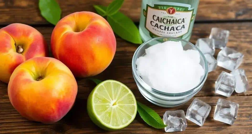 Zutaten für die Pfirsich-Caipirinha