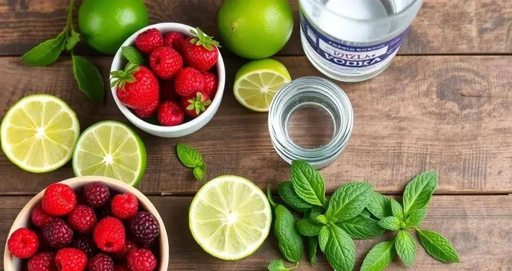 Zutaten für die Rote-Beeren-Caipiroska