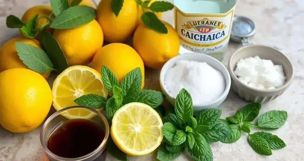 Zutaten für die Sizilianische Zitronen Caipirinha mit Melasse