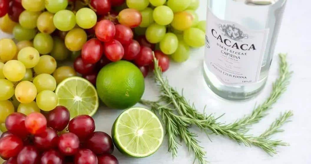 Zutaten für die Trauben Caipiríssima mit Rosmarin