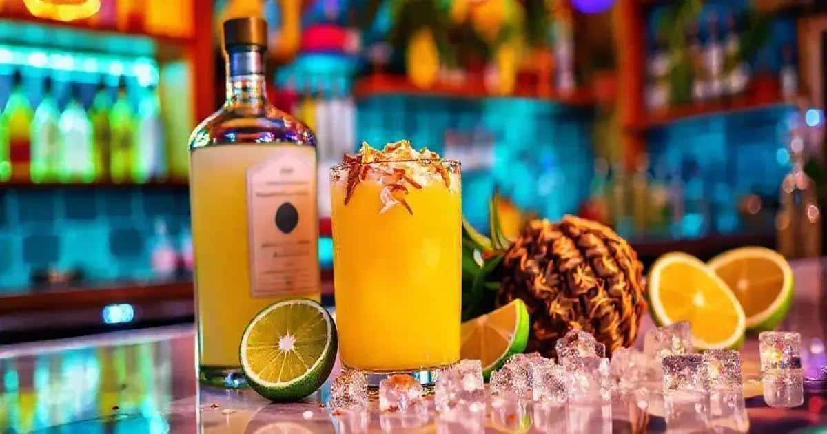 Zutaten für Gin mit Ananassaft und gerösteter Kokosnuss