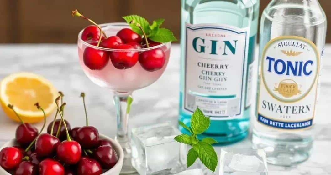 Zutaten für Gin Tonic mit Kirsche Zutaten für Gin Tonic mit Kirsche