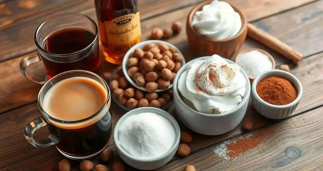 Zutaten für Kaffee mit Haselnusslikör und Schlagsahne