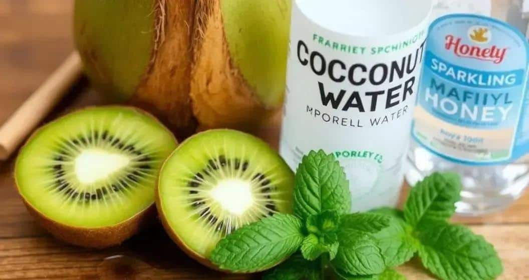 Zutaten für Kokoswasser mit Kiwi-Soda