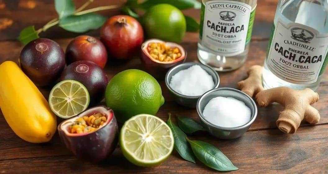 Zutaten für Passionsfrucht-Caipirinha mit Ingwer