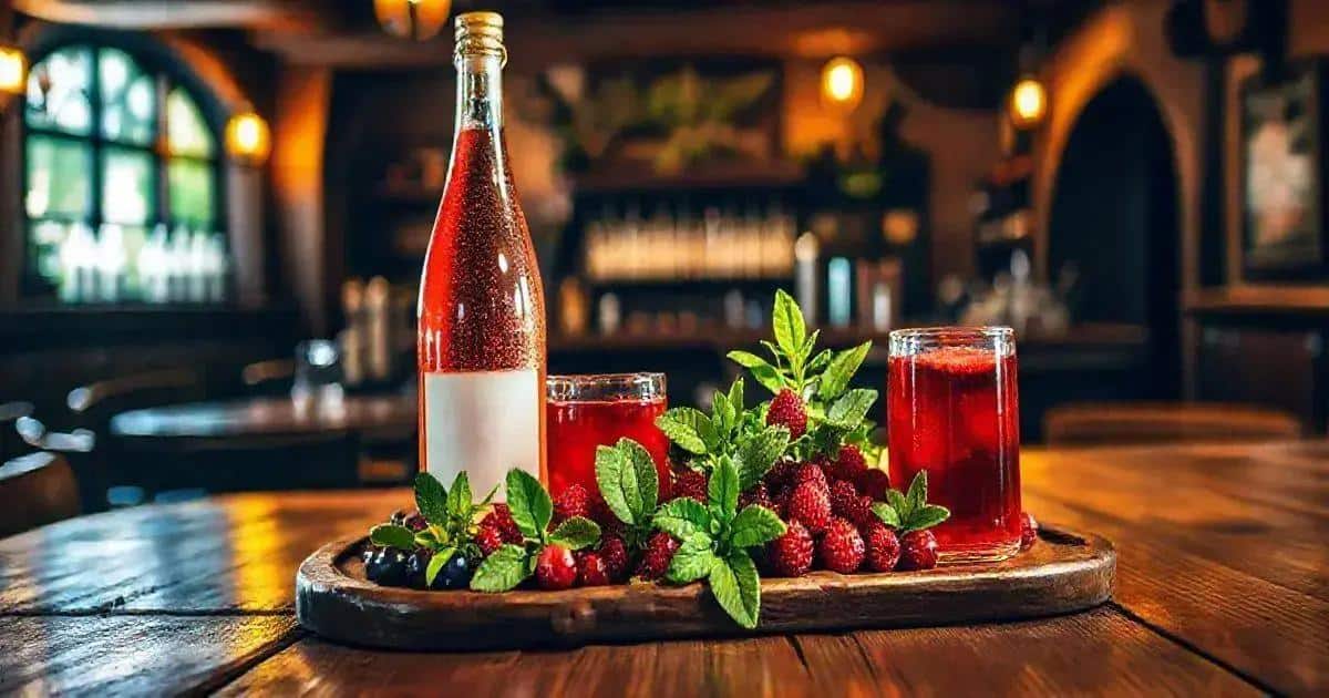 Zutaten für Sekt mit roten Beerenlikör