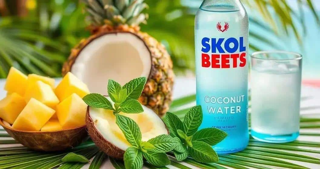 Zutaten für Skol Beats mit Kokoswasser und Ananas Zutaten für Skol Beats mit Kokoswasser und Ananas
